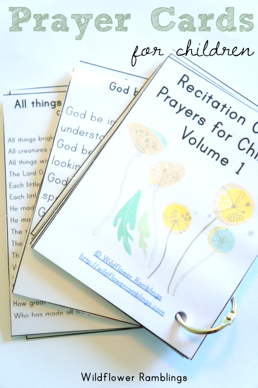 Prayer Cards for Children (or mamas!) FREE PRINTABLE -- from Wildflower Rambllings